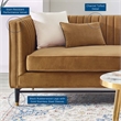Maklaine Channel Tufted Performance Velvet Sofa in Cognac Brown