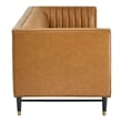Maklaine Contemporary Channel Tufted Faux Leather Sofa in Tan