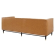 Maklaine Contemporary Channel Tufted Faux Leather Sofa in Tan