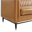 Maklaine Contemporary Channel Tufted Faux Leather Sofa in Tan