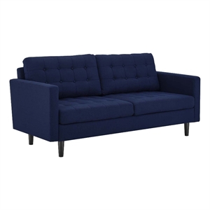 Maklaine Fabric Upholstered Tufted Sofa in Royal Blue & Black