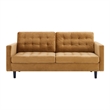 Maklaine Tufted Performance Velvet Sofa in Cognac Brown/Black