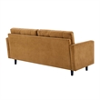 Maklaine Tufted Performance Velvet Sofa in Cognac Brown/Black
