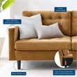 Maklaine Tufted Performance Velvet Sofa in Cognac Brown/Black