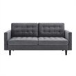 Maklaine Contemporary Tufted Performance Velvet Sofa in Gray and Black