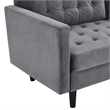 Maklaine Contemporary Tufted Performance Velvet Sofa in Gray and Black