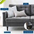 Maklaine Contemporary Tufted Performance Velvet Sofa in Gray and Black