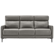 Maklaine Contemporary Leather Upholstered Sofa in Gray & Black