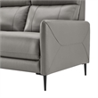 Maklaine Contemporary Leather Upholstered Sofa in Gray & Black