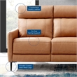 Maklaine Contemporary Leather Upholstered Sofa in Tan & Black