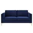 Maklaine Performance Velvet Sofa with Metal Leg - Midnight Blue