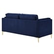 Maklaine Performance Velvet Sofa with Metal Leg - Midnight Blue