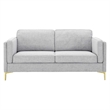 Maklaine Modern Polyester Fabric Sofa with Gold Metal Leg in Light Gray
