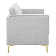 Maklaine Modern Polyester Fabric Sofa with Gold Metal Leg in Light Gray