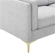 Maklaine Modern Polyester Fabric Sofa with Gold Metal Leg in Light Gray