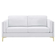 Maklaine Modern Polyester Fabric Sofa with Gold Metal Leg in White