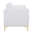 Maklaine Modern Polyester Fabric Sofa with Gold Metal Leg in White