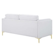 Maklaine Modern Polyester Fabric Sofa with Gold Metal Leg in White
