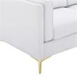 Maklaine Modern Polyester Fabric Sofa with Gold Metal Leg in White