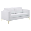 Maklaine Modern Polyester Fabric Sofa with Gold Metal Leg in White