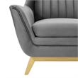 Maklaine Contemporary Channel Tufted Performance Velvet Armchair in Gray