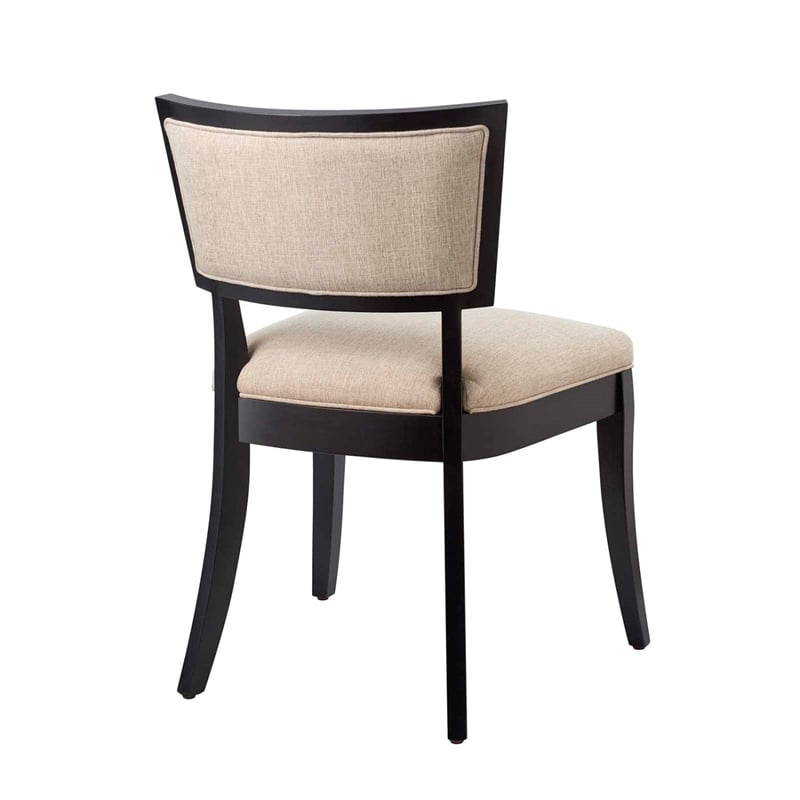 Maklaine Solid Wood and Fabric Dining Chairs in Beige (Set of 2)
