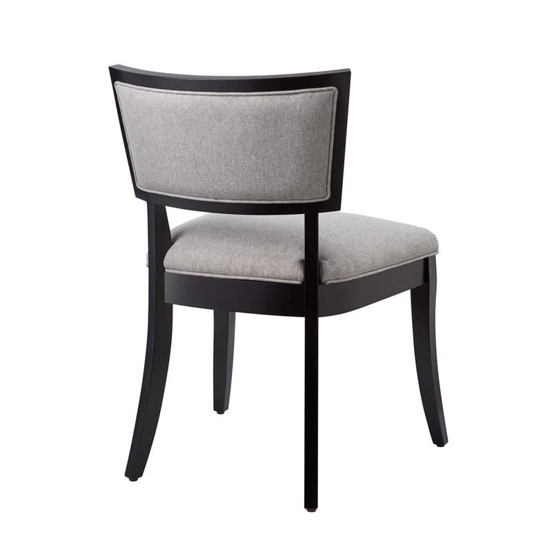Maklaine Solid Wood and Fabric Dining Chairs in Light Gray (Set of 2)