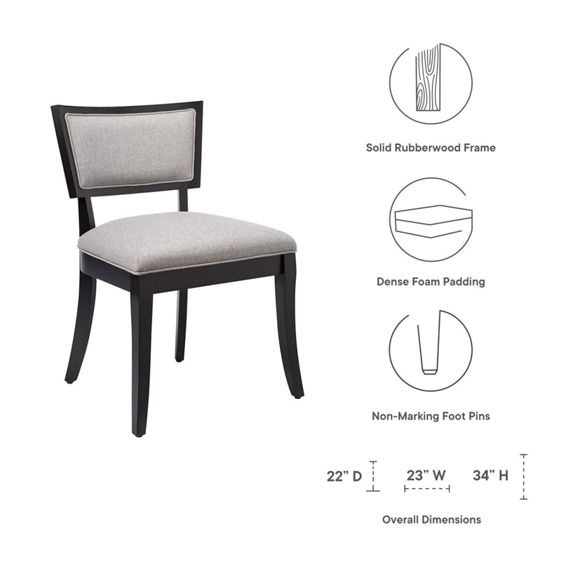 Maklaine Solid Wood and Fabric Dining Chairs in Light Gray (Set of 2)