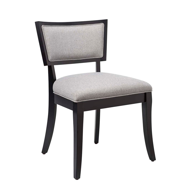 Maklaine Solid Wood and Fabric Dining Chairs in Light Gray (Set of 2)