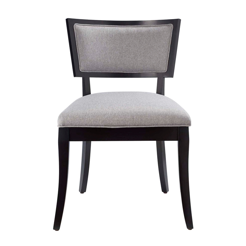 Maklaine Solid Wood and Fabric Dining Chairs in Light Gray (Set of 2)