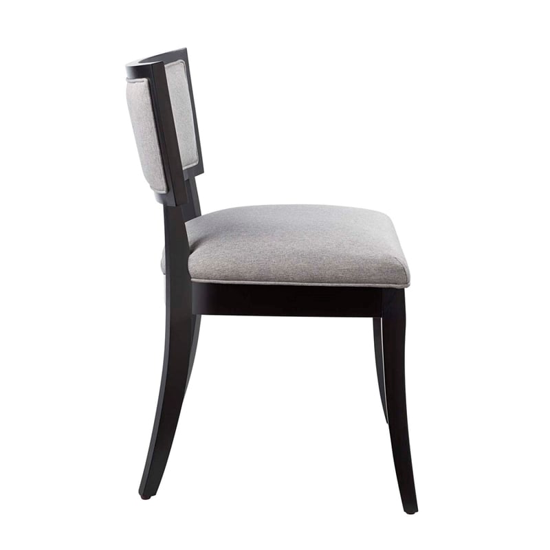 Maklaine Solid Wood and Fabric Dining Chairs in Light Gray (Set of 2)