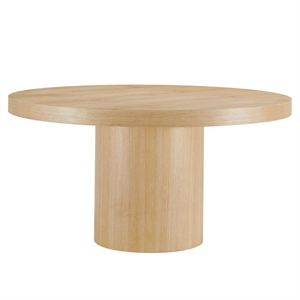 Maklaine Contemporary 59&quot Round MDF Wood Dining Table in Oak Finish