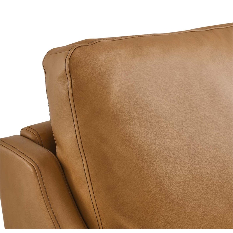 Maklaine Modern / Contemporary Leather and Metal Armchair in Tan