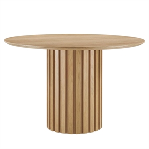 Maklaine Contemporary 47&quot Round MDF and Wood Dining Table in Oak