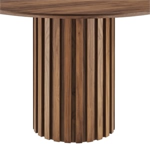 Maklaine 47&quot Round Modern MDF and Wood Dining Table in Walnut