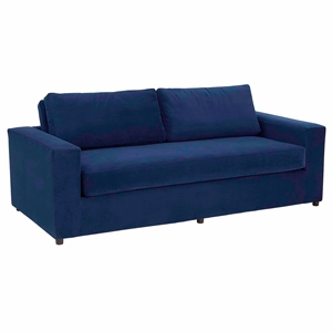 Maklaine Contemporary Dense Foam Padding Performance Velvet Sofa in Deep/Navy