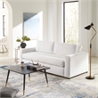 Maklaine Contemporary Dense Foam Padding Performance Velvet Sofa in Dove/White