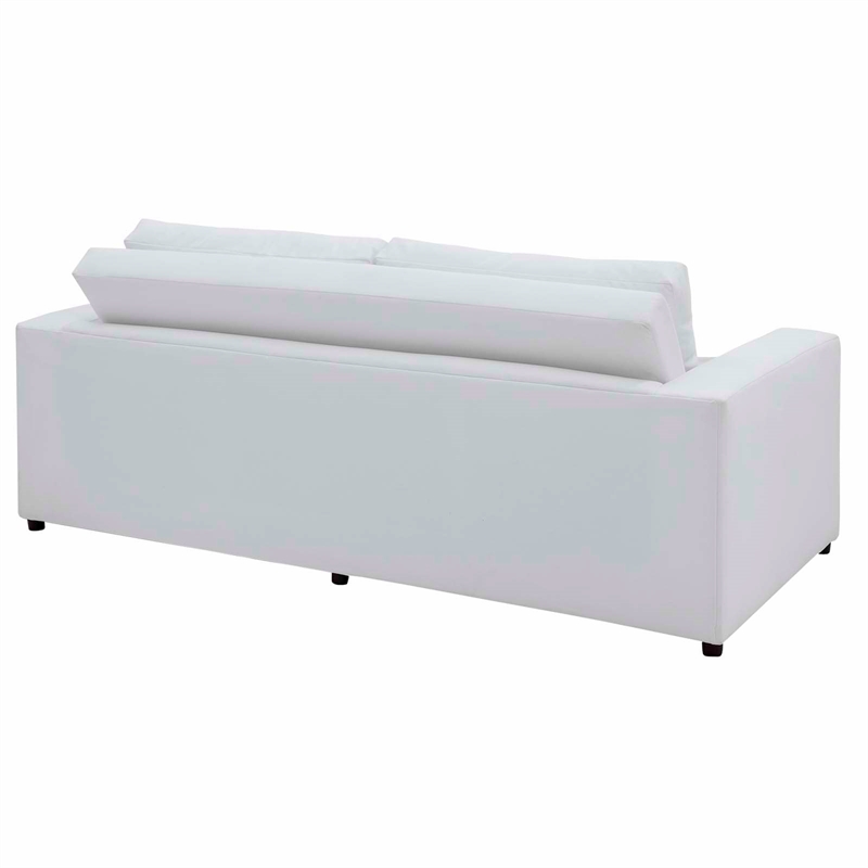 Maklaine Contemporary Dense Foam Padding Performance Velvet Sofa in Dove/White