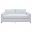 Maklaine Contemporary Dense Foam Padding Performance Velvet Sofa in Dove/White