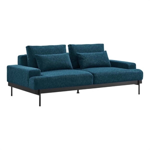 Maklaine Modern Upholstered Polyester Fabric Sofa in Azure Blue