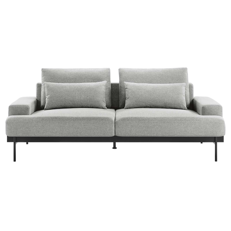 Maklaine Contemporary Upholstered Polyester Fabric Sofa in Light Gray