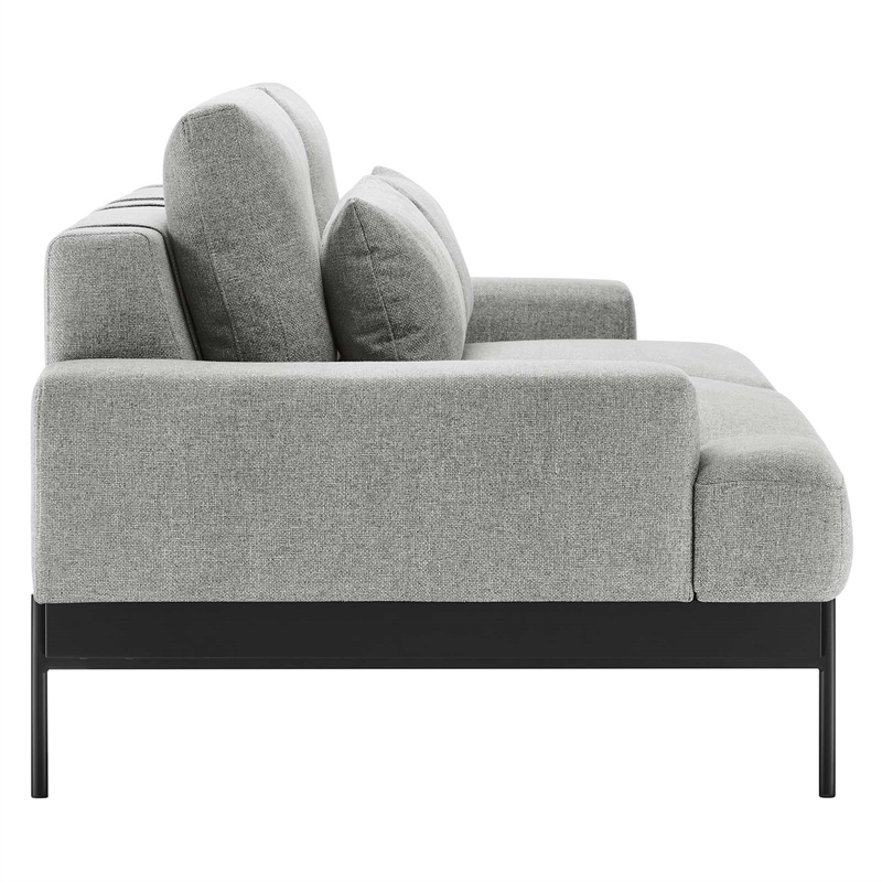 Maklaine Contemporary Upholstered Polyester Fabric Sofa in Light Gray