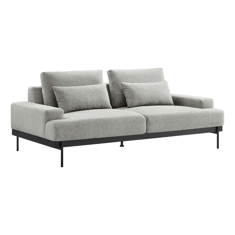 Maklaine Contemporary Upholstered Polyester Fabric Sofa in Light Gray