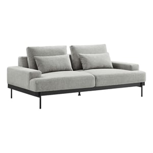 Maklaine Contemporary Upholstered Polyester Fabric Sofa in Light Gray