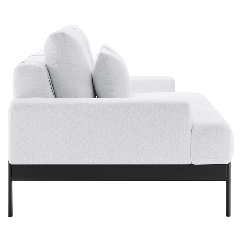 Maklaine Contemporary Upholstered Polyester Fabric Sofa in White