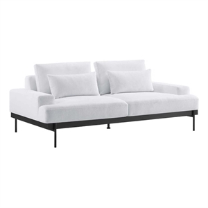 Maklaine Contemporary Upholstered Polyester Fabric Sofa in White