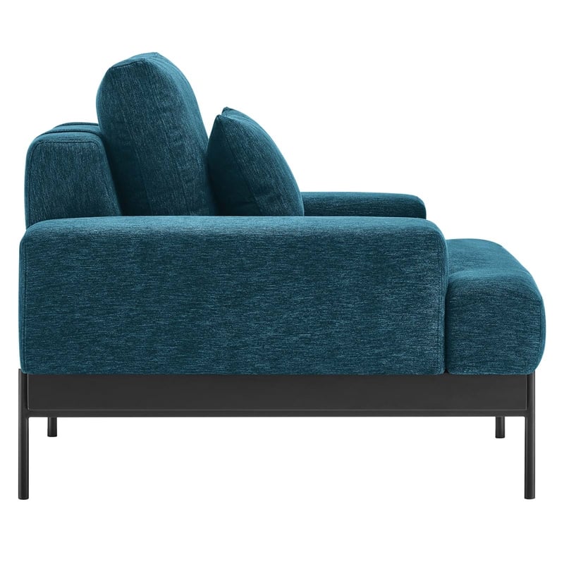 Maklaine Upholstered Polyester Fabric Armchair in Azure Blue