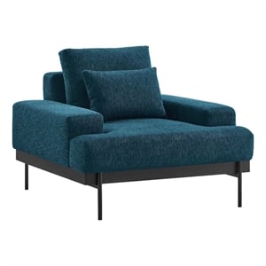 Maklaine Upholstered Polyester Fabric Armchair in Azure Blue
