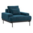 Maklaine Upholstered Polyester Fabric Armchair in Azure Blue