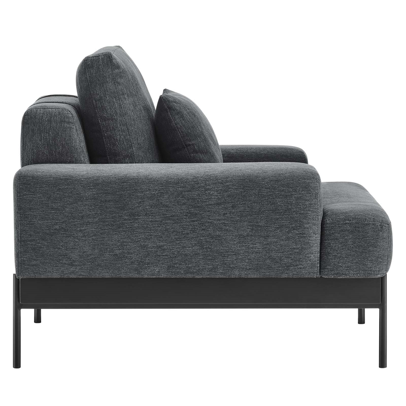 Maklaine Contemporary Upholstered Polyester Fabric Armchair in Charcoal